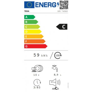 Teka DFI 74960 Πλήρως Εντοιχιζόμενο Πλυντήριο Πιάτων για 10 Σερβίτσια Π44.8xY81.8εκ. Γκρι